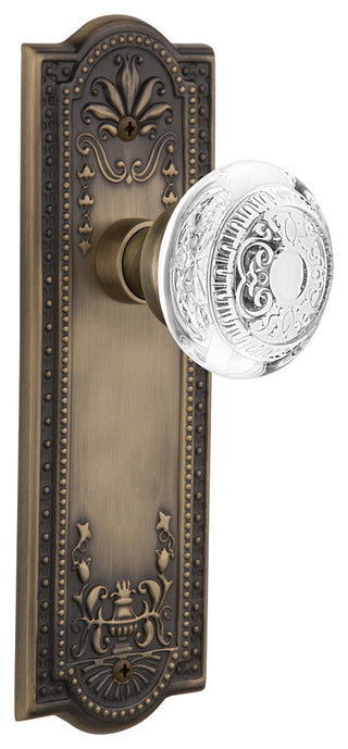 Meadows Plate Passage Crystal Egg and Dart Knob, Antique Brass, 2.375"