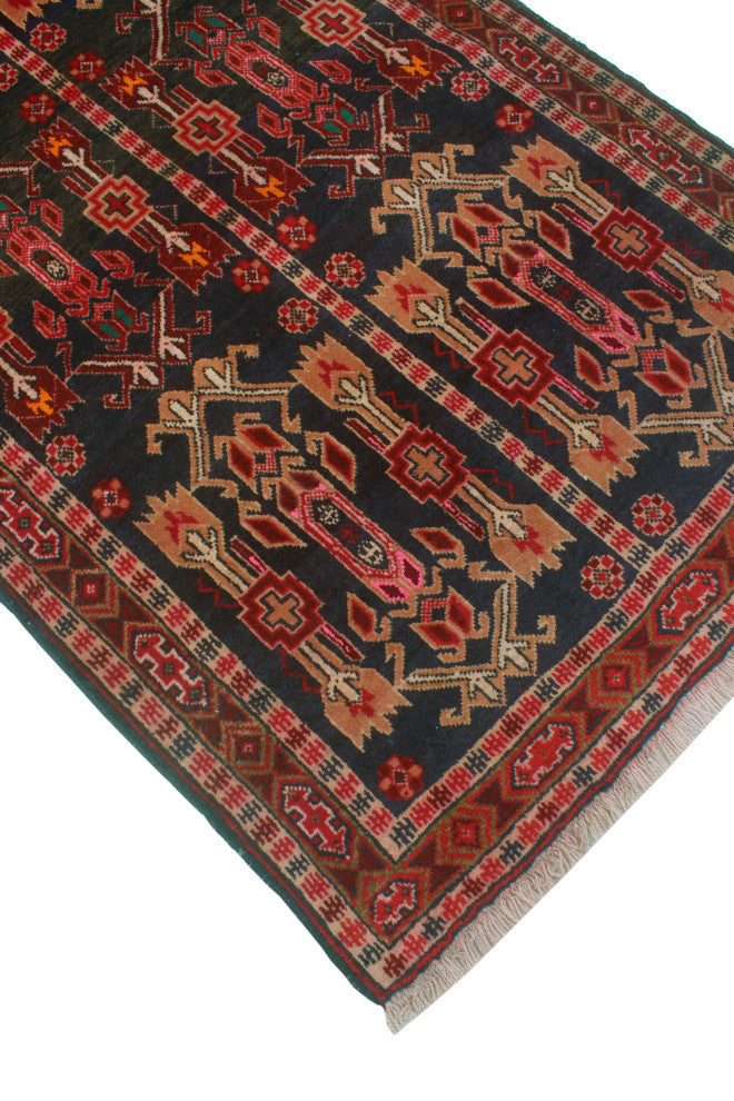 Fine Vintage Distressed Lenore Charcoal/Brown Runner, 2'10x11'4
