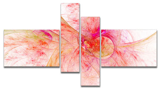 Pink Fractal Abstract Illustration, Abstract Canvas Art Print, 60"x32", 4 panels