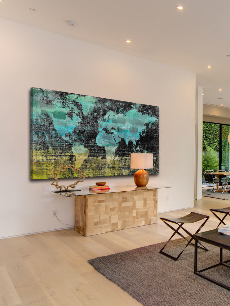 "Aqua Midnight" Fine Art Canvas Print, 45"x22.5"