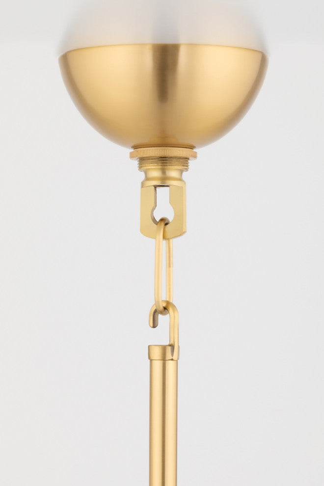 Harlem 6-Light Chandelier, Aged Brass Frame, White Shade