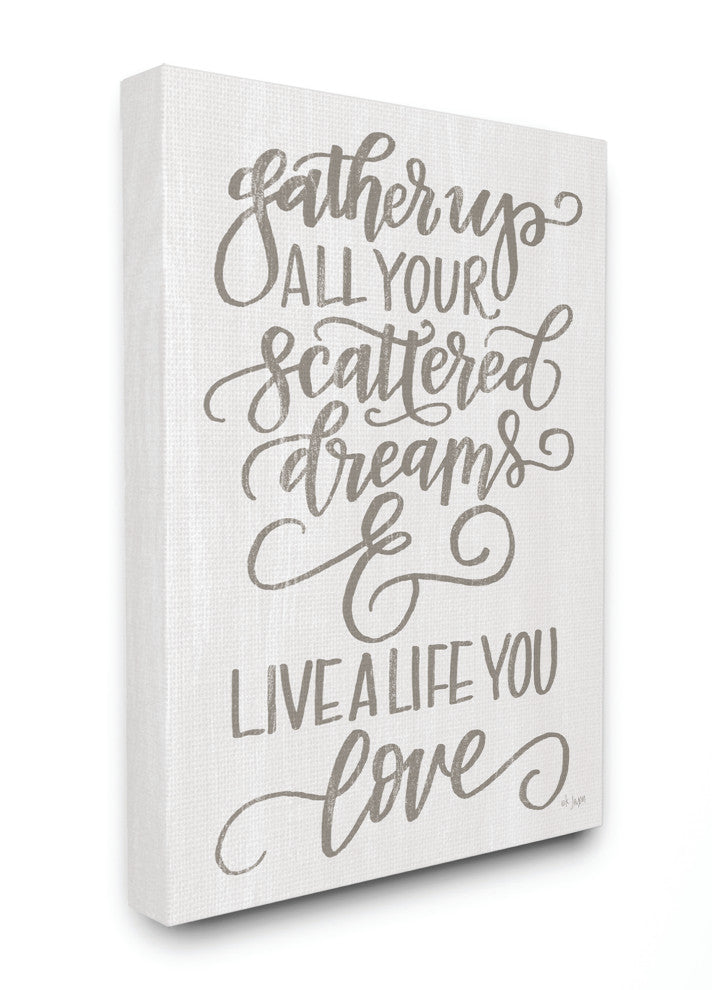 Live A Live You Love Gray White Family Word Design, 16"x20", Canvas Art