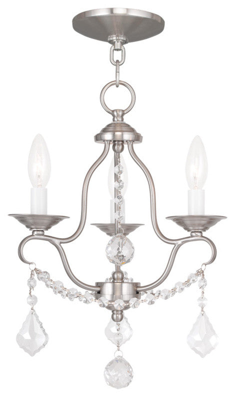 Chesterfield Mini Chandelier, Brushed Nickel