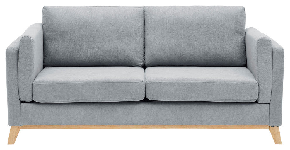 73" Chenille Fabric Tuxedo Arm Loveseat with Cushion, Grey, 73"