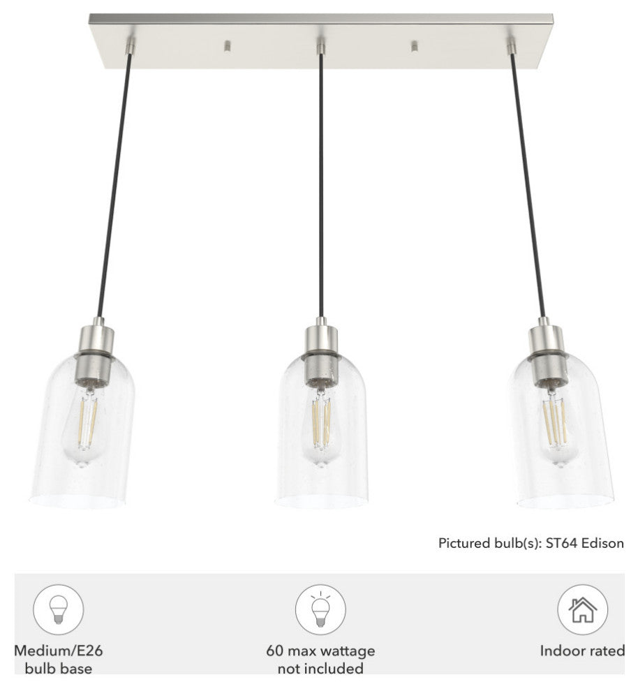 Hunter Lochemeade Brushed Nickel 3 Light Cluster Ceiling Light Fixture