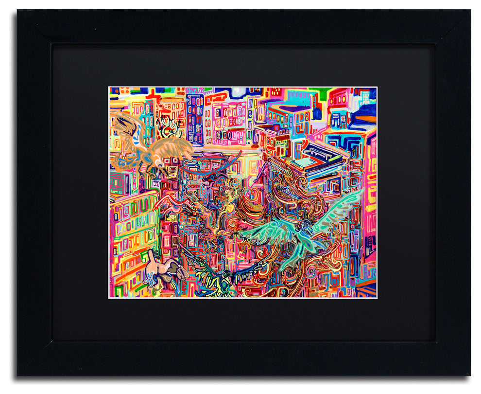 Josh Byer 'Friends' Art, Black Frame, Black Mat, 14x11