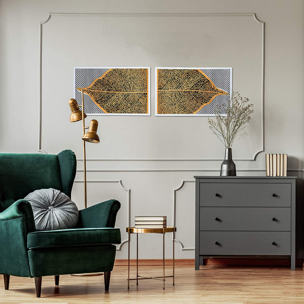 DecorShore Gold Leaf Nature Metal Decorative Wall Art
