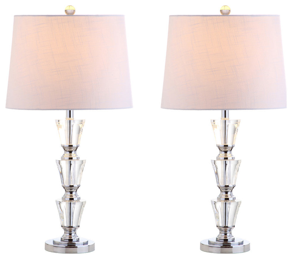Layla 27" Crystal Table Lamp, Clear, Set of 2