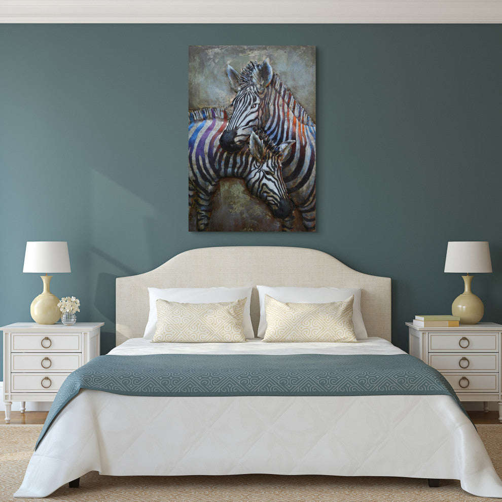 Zebra Wall Art Primo Mixed Media Hand Painted Iron Wall Sculpture  32x48