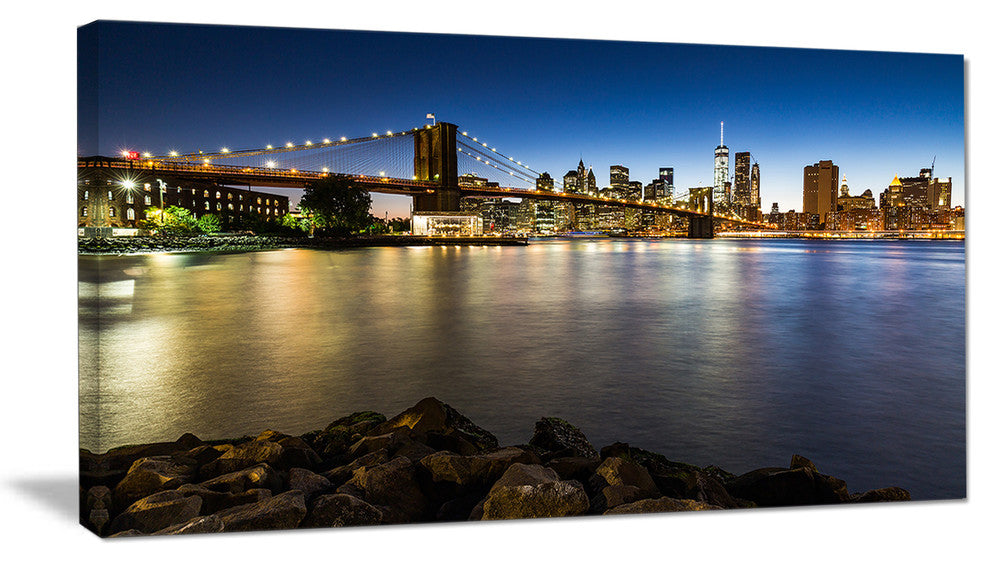 "Distant View of Brooklyn Bridge" Canvas Print