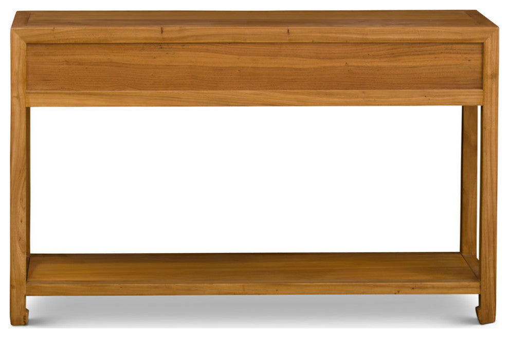 Natural Elmwood Chinese Ming Console Table with 3 Drawers and Shelf