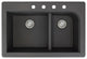 Radius 33" silQ Granite Drop-in Double Bowl Kitchen Sink with 4 Holes in Black