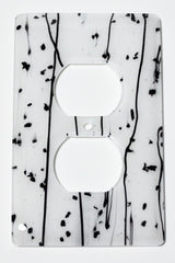 Wall Plate Receptacle, Black Mardi Gras on White, 3x5