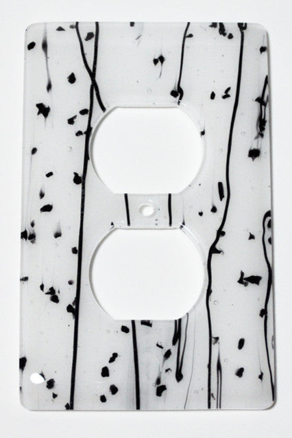 Wall Plate Receptacle, Black Mardi Gras on White, 3x5