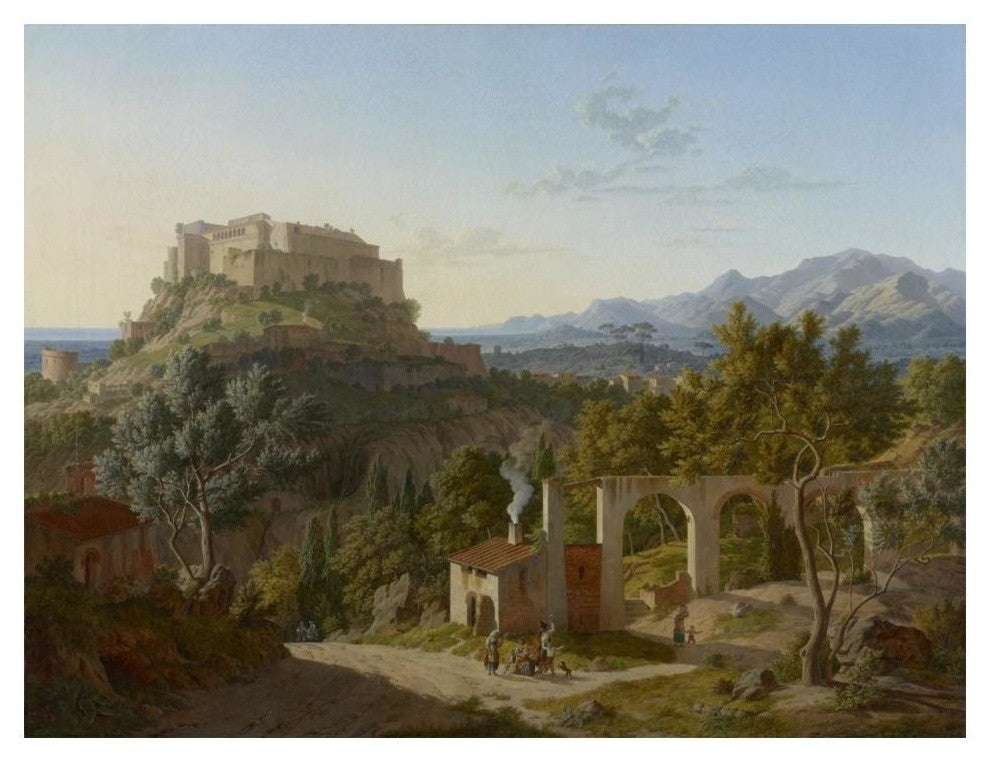 "Landscape with the Castle of Massa di Carrara" Print by Leo von Klenze, 18"x14"