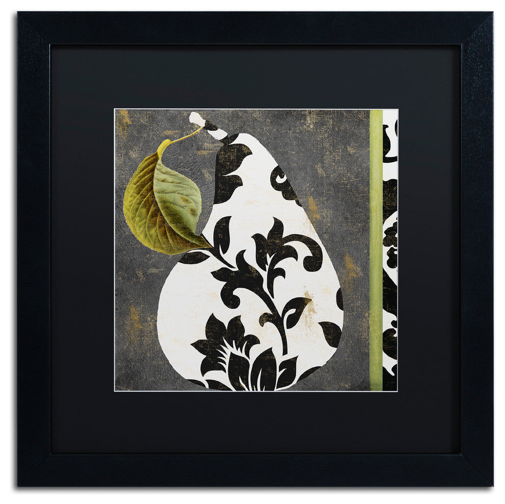 Color Bakery 'Decorative Pear I' Art, Black Frame, Black Matte, 16"x16"