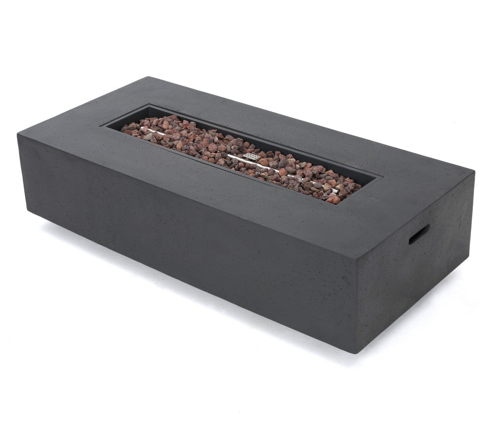 Hearth Outdoor 50,000 BTU Rectangular Fire Pit, No Tank Holder, Dark Gray, Ligh