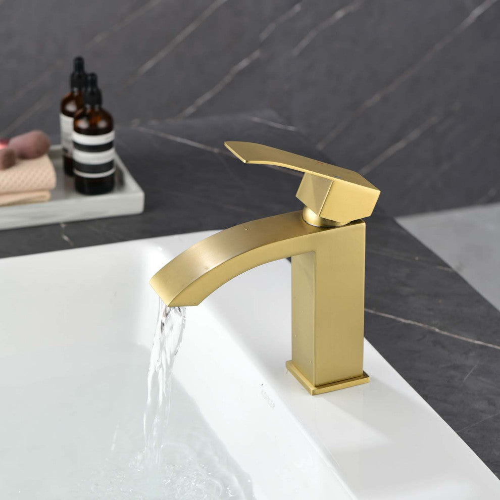 Givingtree Single Lever Operation Single Hole Bathroom Faucet,Gold