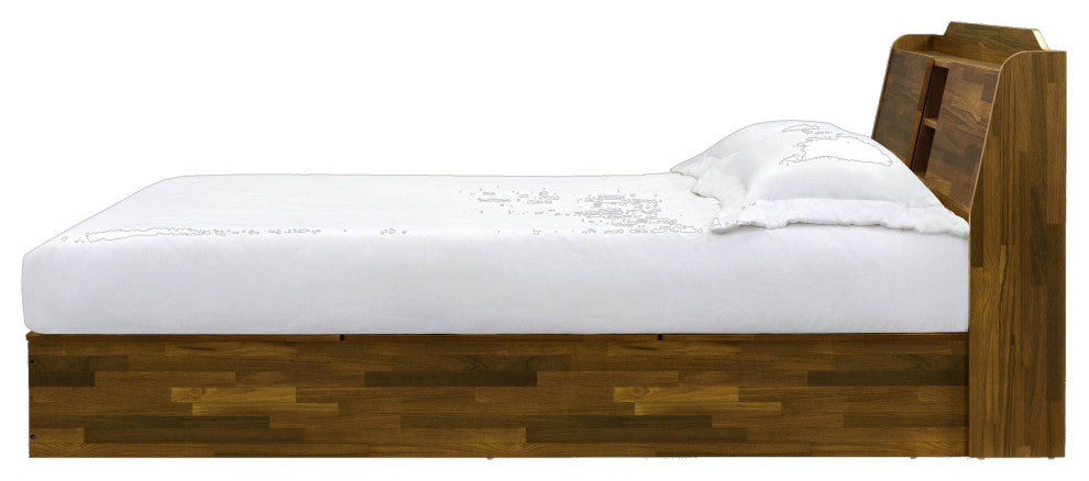 Bd00542Q Queen Bed With Storage, Walnut Finish, Hestia