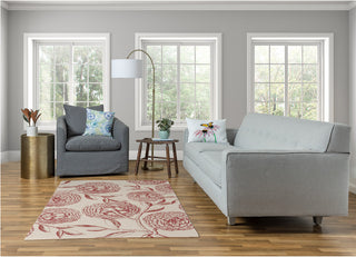 Antique Flowers Spring Chenille Rug, Red, 4'x6'