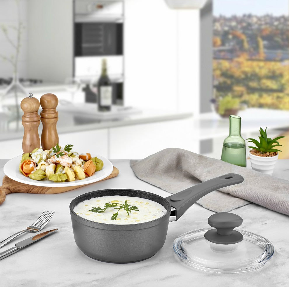 Saflon Titanium Nonstick Sauce Pan with Glass Lid, PFOA Free, 3-Quart