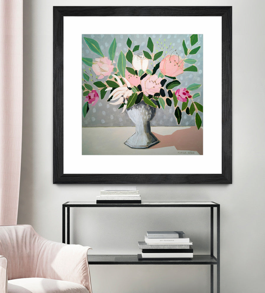 "Florals 1" Matted and Framed, 36"x36"