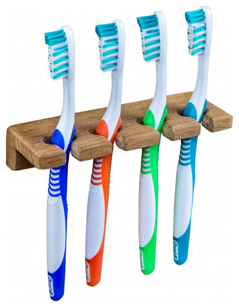 Traditional Solid Teak Wall Mount Toothbrush Holder
