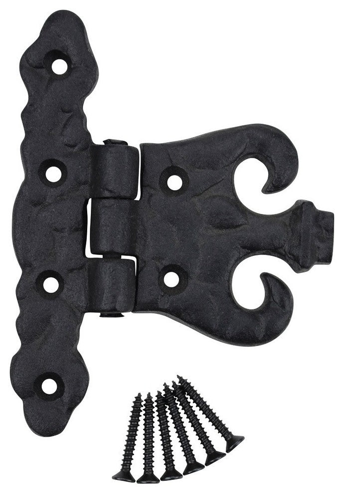Cabinet Hinge Black Iron Rustproof Finish Set of 6