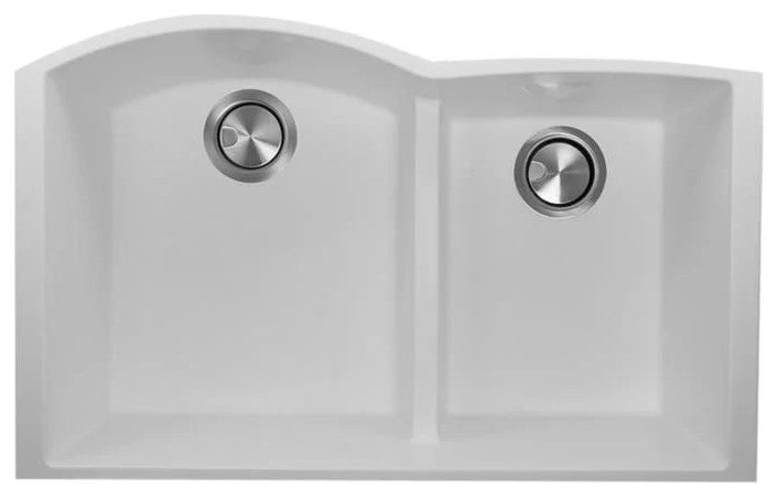 Nantucket Sinks PR6040-W-UM 60/40 Double Bowl Granite Composite White