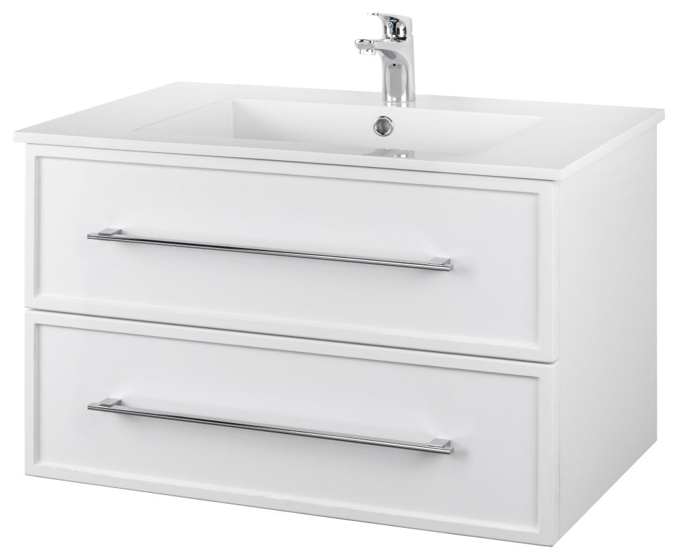 Milano Wall Hung Vanity, White, 30"