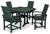 POLYWOOD Modern Adirondack 5-Piece Farmhouse Dining Set, Green