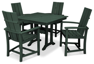 POLYWOOD Modern Adirondack 5-Piece Farmhouse Dining Set, Green