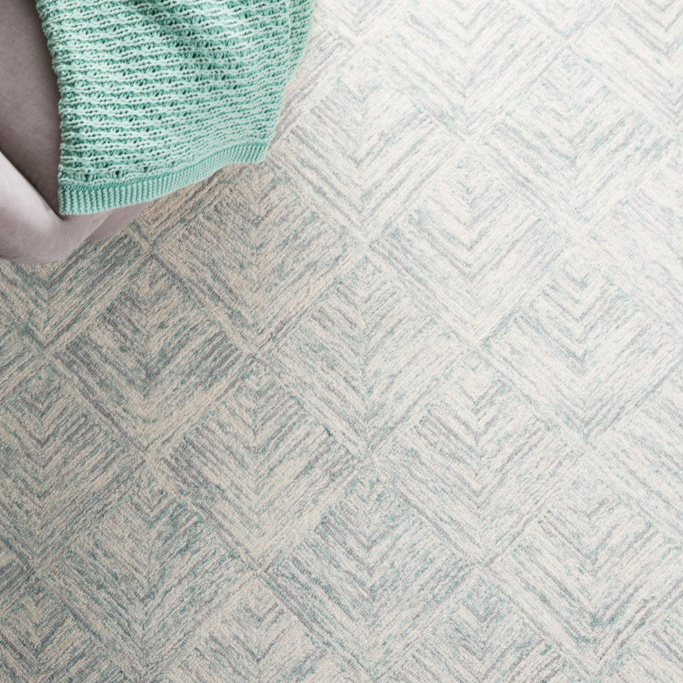 Safavieh Couture Abstract Collection, ABT428 Rug, Grey/Turquoise, 8'x10'