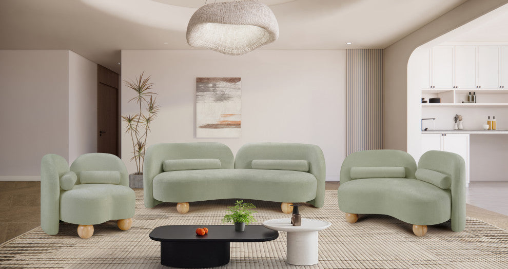 Daphne Upholstered Chair/Loveseat/Sofa, Mint, Chenille Fabric, Loveseat