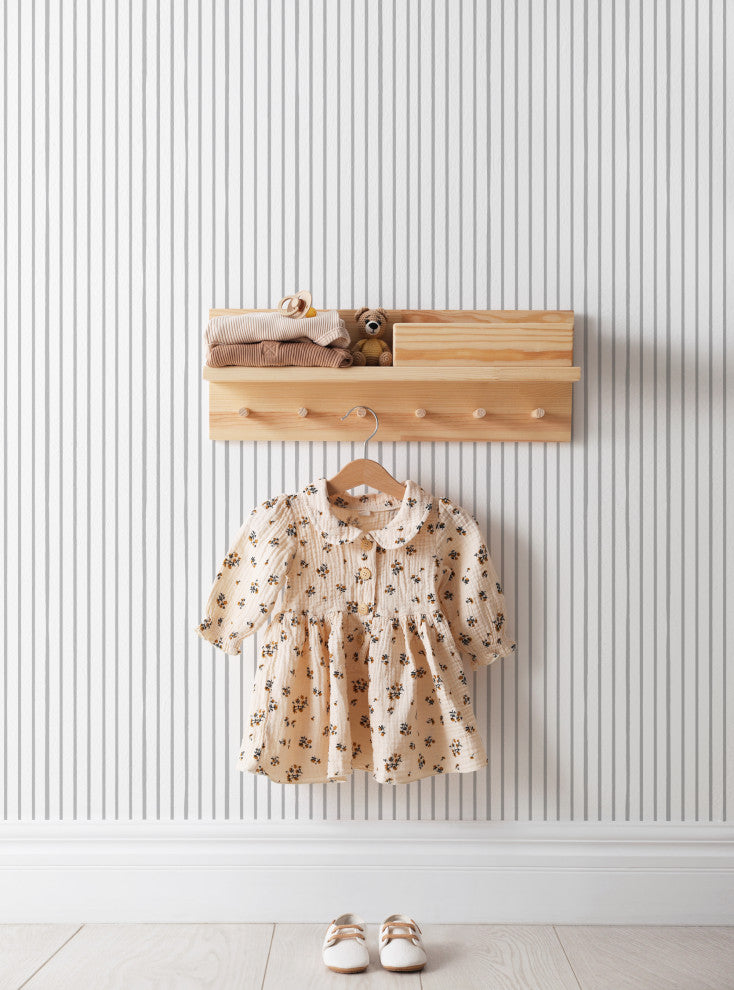 Painted Vertical Lines Peel and Stick Vinyl Wallpaper, Gray, 24"x108"