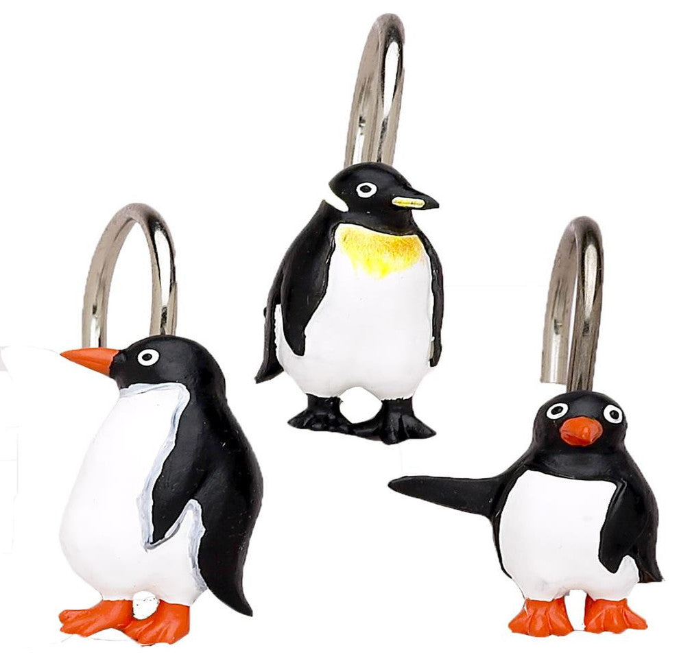 "Arctic Penguins" Resin Shower Curtain Hooks