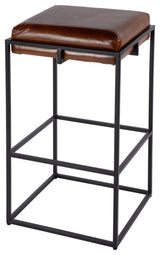 Eldridge 31" Seat Height Leather, Iron Backless Bar Height Stool, Footrest