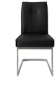 Dining Chair With Pu Seat and Brushed Stainless Steel Leg, Set of 2, Black