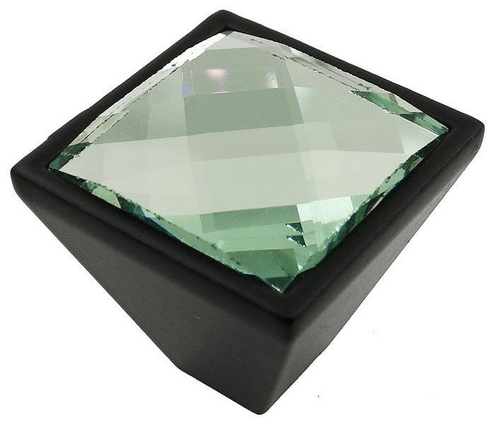 MultiFaceted Silver Snow Black Metal Square Frustum Knob