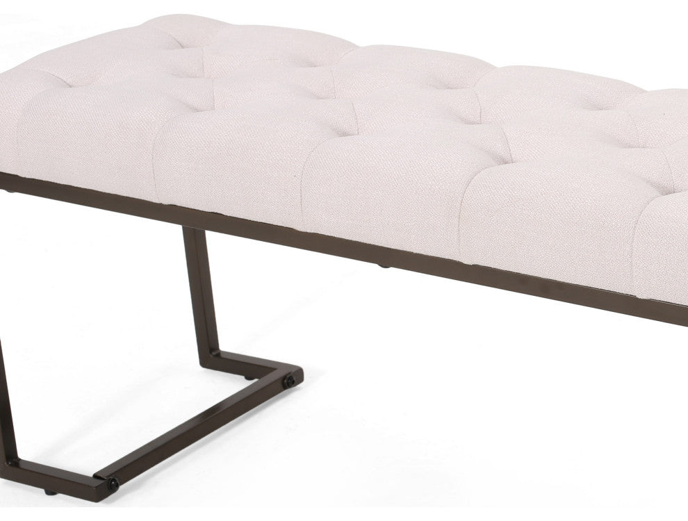 Gladys Modern Fabric Bench, Beige
