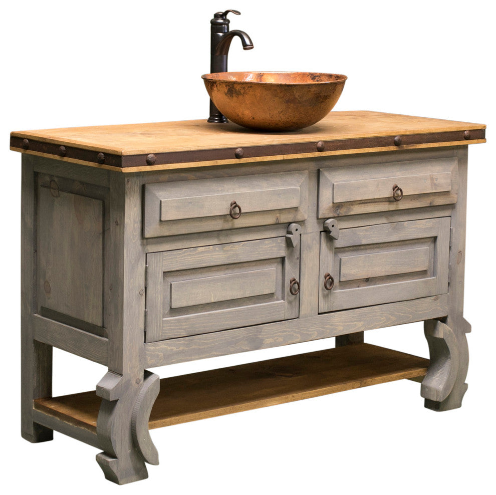 Santiago Rustic Vanity, Gray, 48x20x32, Single Sink, Vanity Only