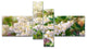 Beautiful Blooming White Flowers, Floral Canvas Art Print, 60"x32", 4 panels