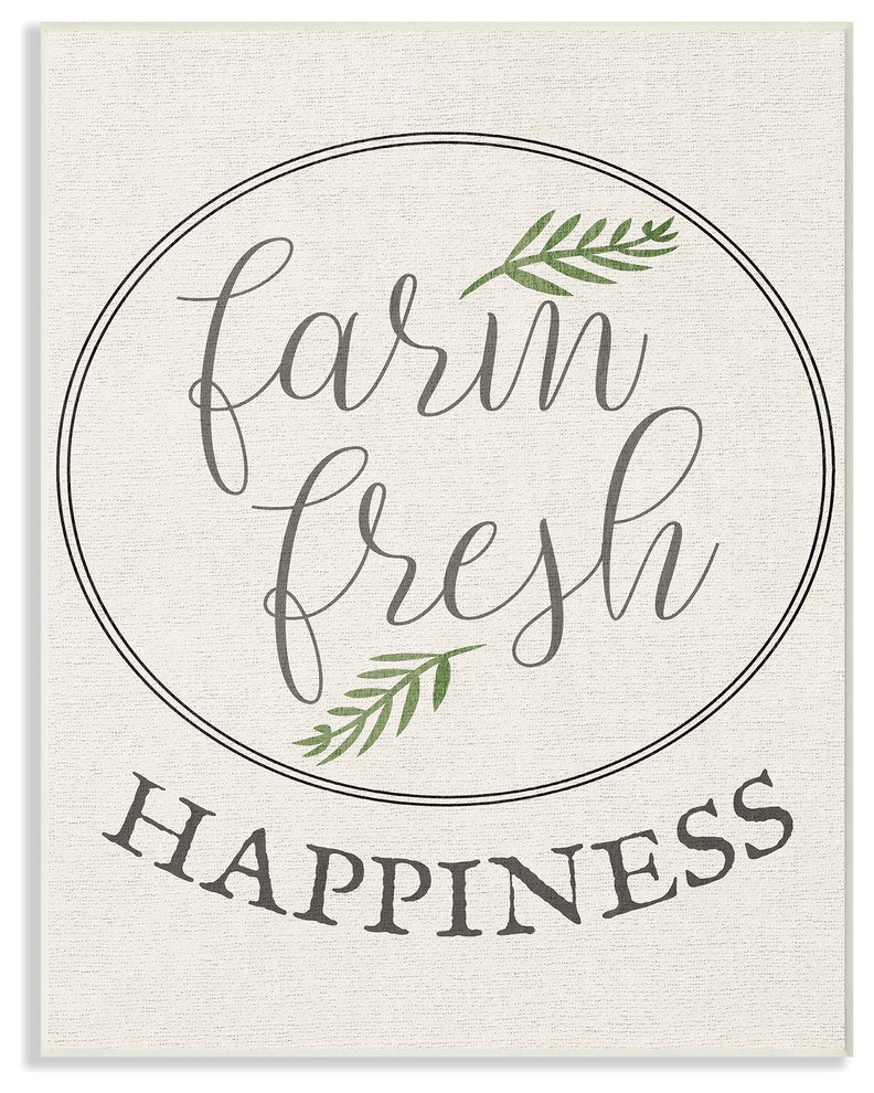 "Farm Fresh Happiness Cursive Typography" 10x15, Wall Plaque Art
