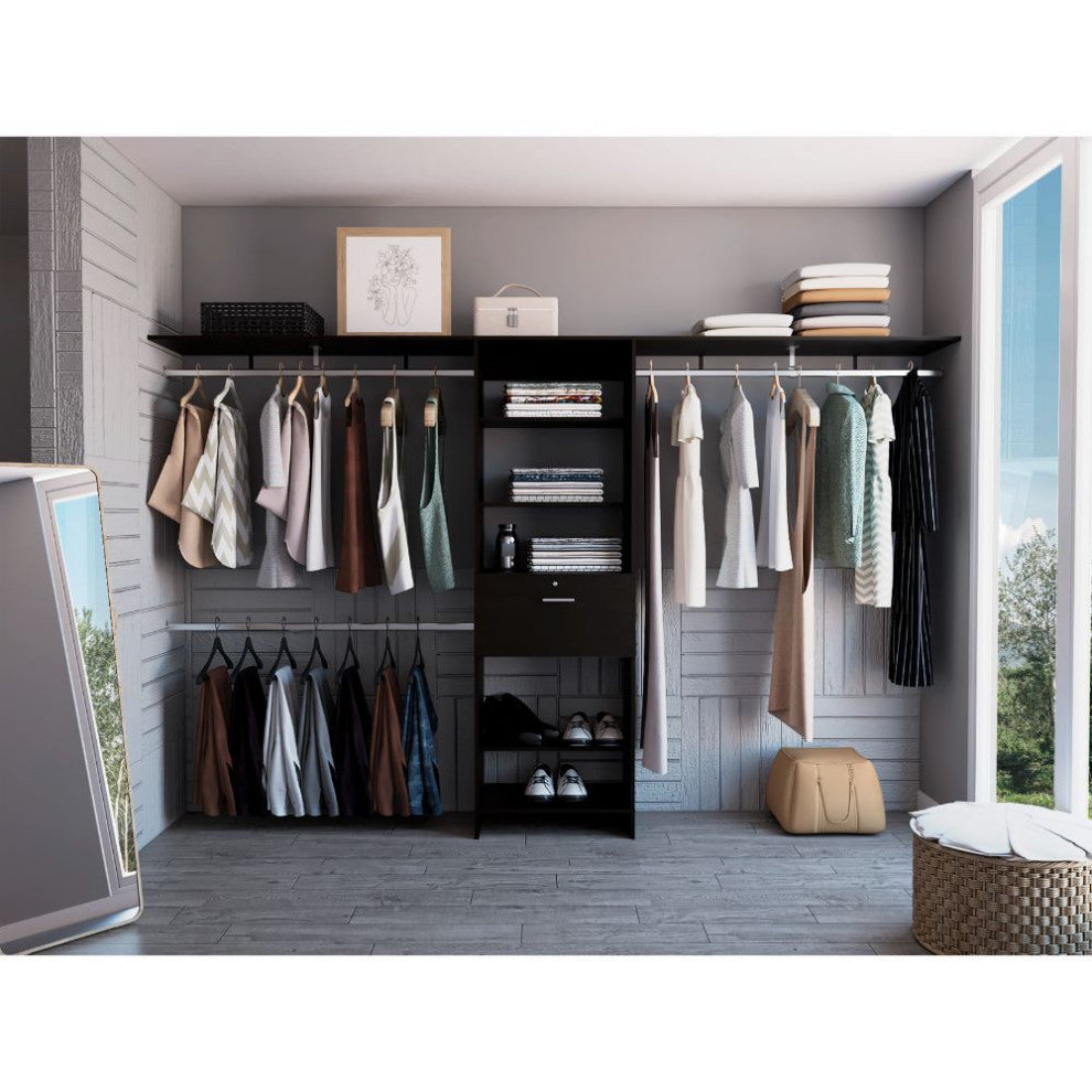 Zamora 70"W - 118"W Closet System, Black
