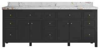 Sonoma 84" Double Sink Bath Vanity in Black Top, 2" Viola Gold