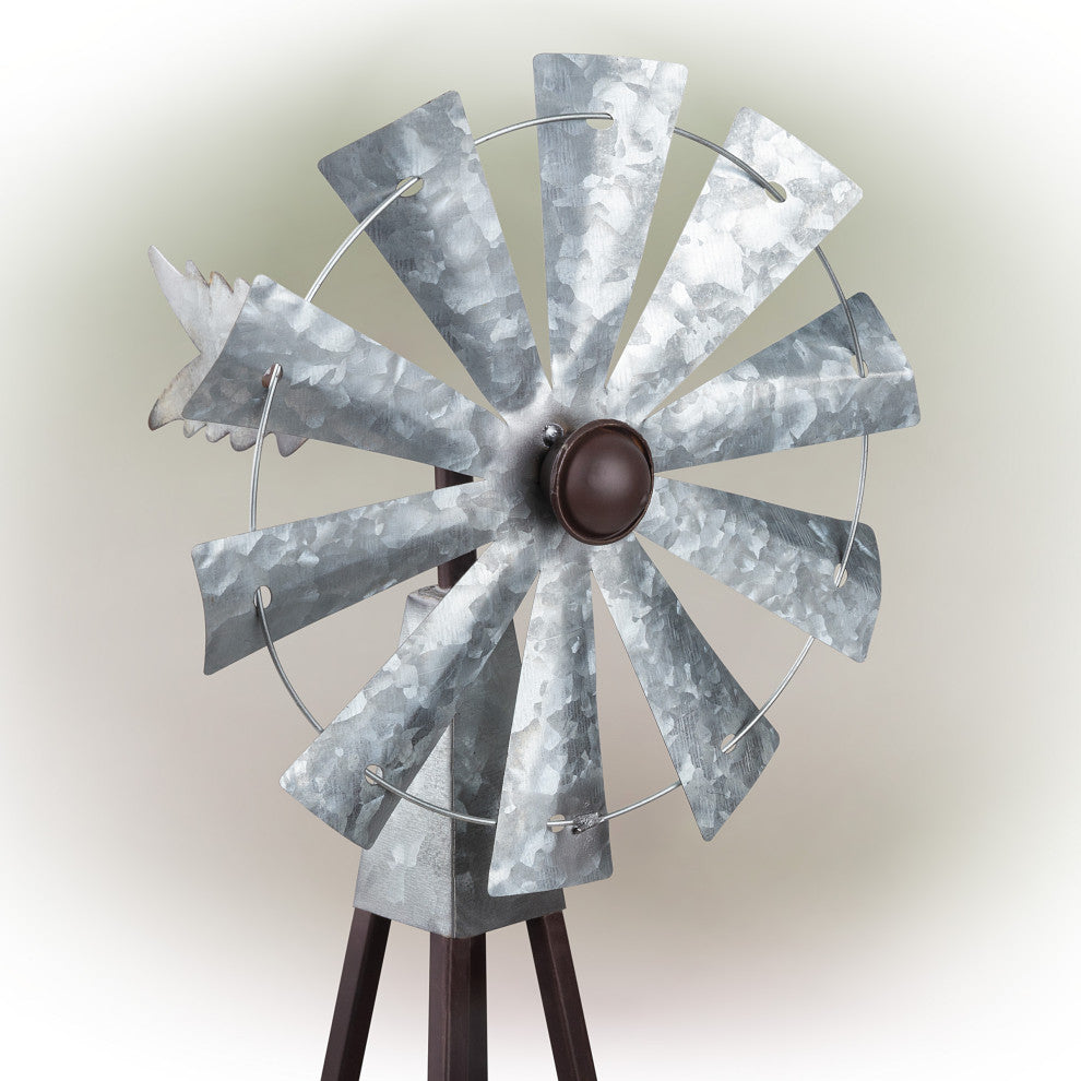 Rustic Bronze and Silver Metal Mini Windmill