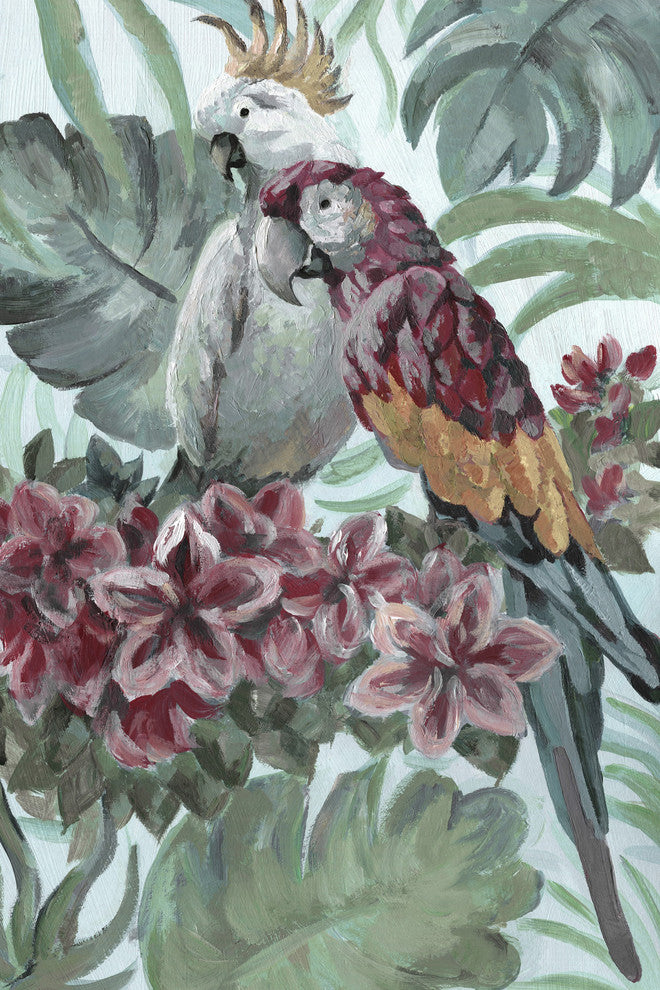 "Parrot Couple" Painting Print on Wrapped Canvas, 16"x24"