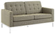 Modern Oatmeal Loft Upholstered Fabric Loveseat
