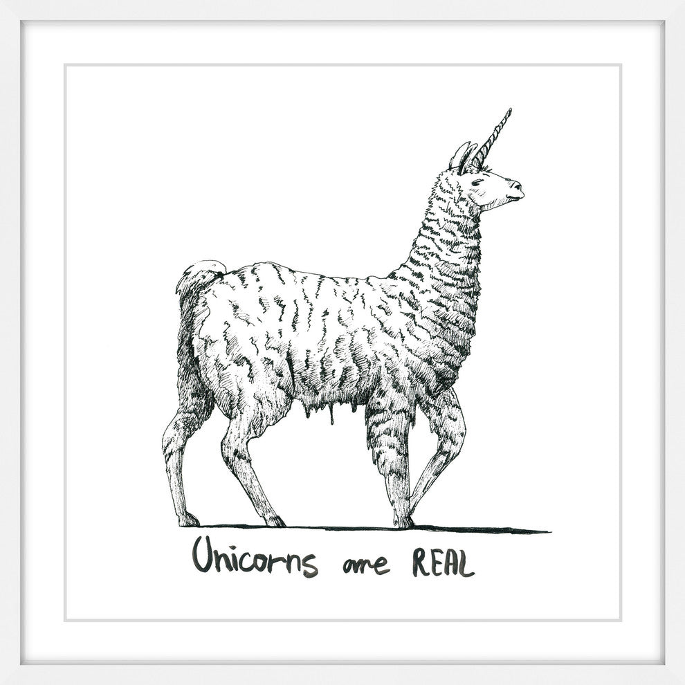 "Real Unicorns" Framed Painting Print, 18"x18"