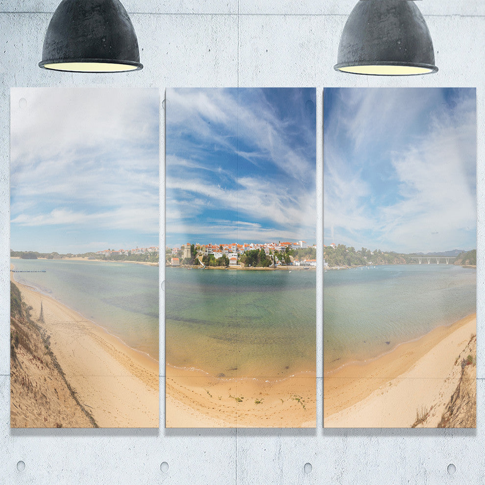 "Portuguese Maritime Village Panorama" Metal Wall Art, 3 Panels, 36"x28"